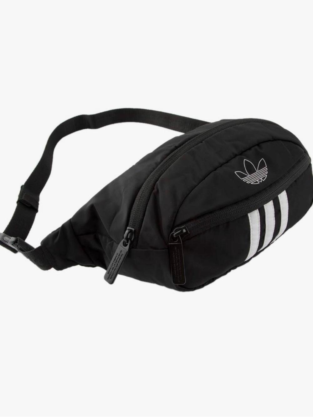 adidas Black Waist Pack with White Three-Stripes